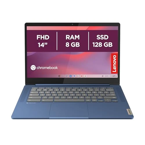 Lenovo IdeaPad Slim 3 Chromebook Laptop 14" FHD (1920 x 1080), MediaTek Kompanio 520, 8GB RAM, 128GB eMMC, ChromeOS, WiFi 6 - Abyss Blue, Amazon Exclusive
