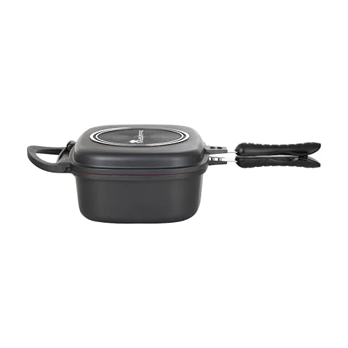 MasterPRO Foodies Collection - Double pan 30 x 24 x 12 cm in die-cast Aluminium - Pfluon Non-Stick Coating - Silicone Handle - Minimal Design