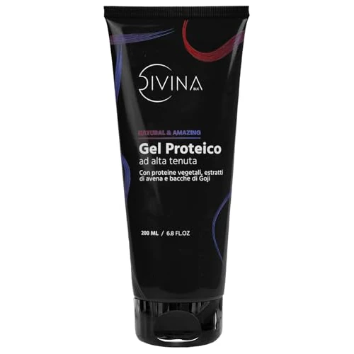 High-hold Protein Gel for wavy, curly, super-curly, afro hair Natural&Amazing by DIVINA BLK with vegetable proteins, natural organic oat extracts and goji berries (200ml)