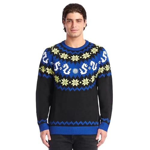 Inter Unisex Maglione Di Natale Pullover, Schwarzblau, XL