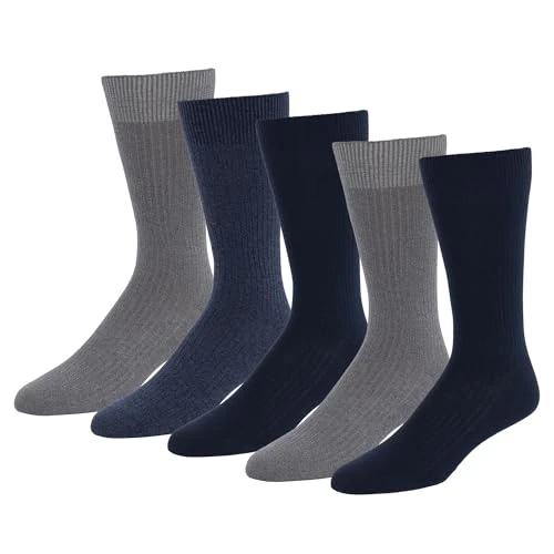 Offerta a tempo: Amazon Essentials Calze da uomo a costine, 5 paia, blu scuro/grigio/blu navy, 40-42 - 0.00% da 11.62 € a 11.62 €