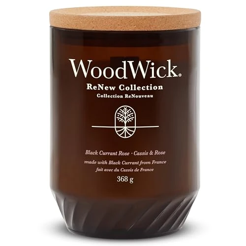 Limited-time offer: WoodWick Renew Scented Candle with Crackling Wick | Black Currant & Rose Large Candle | Plant Based Soy Coconut Wax Blend | Made with Recycled Materials | Perfect Gifts for Women from 34.99 £ to 17.49 £ (save 50%)