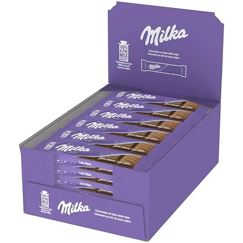 Offerta a tempo: Milka Barretta di Cioccolato al Latte 100% Alpino, Cacao Sostenibile, 30 Barrette da 45g - 41% da 34.00 € a 20.01 €