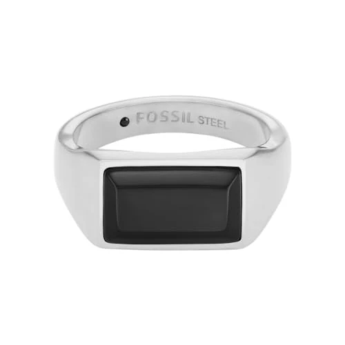 Fossil Herren-Siegelring All Stacked Up Achat schwarz, JF0460304011