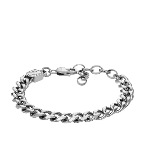 Limitiertes Angebot: Fossil Edelstahlarmband für Herren mit Karabiner oder Faltschließe, Mattes Silber von 41.88 EUR auf 37.04 EUR (Spare 12%)
