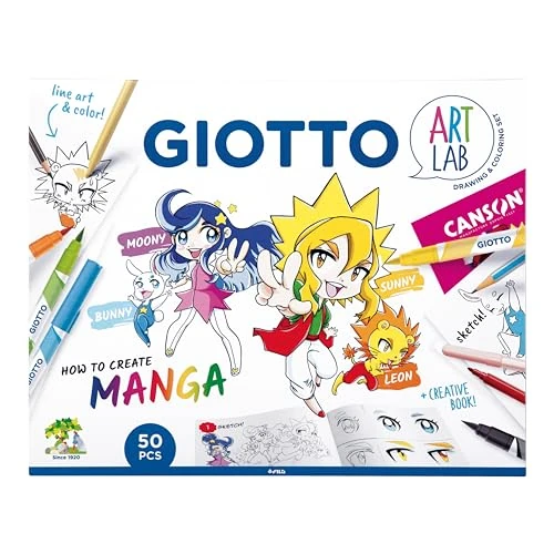 GIOTTO ART LAB How To Create Manga, Drawing & Colouring Set, Children Fun Creative Activity, Ideal for Kids at Home & School