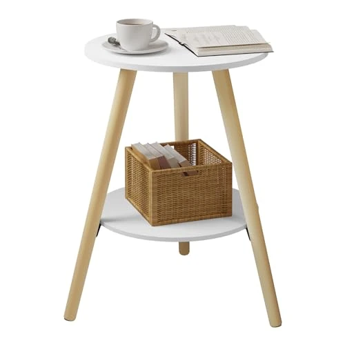 Offre limitée : EUGAD Table Basse Ronde, Table d'Appoint à 2 Étages, en Bois Massif et MDF, 38x38x55 cm de 35.99 € à 35.99 € (0.00% de remise)