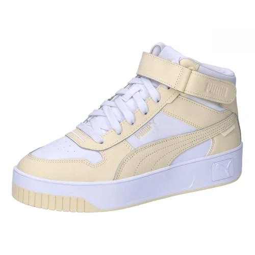 PUMA Damen Carina Street Mid Sneaker, White-Creamy Vanilla, 42.5 EU