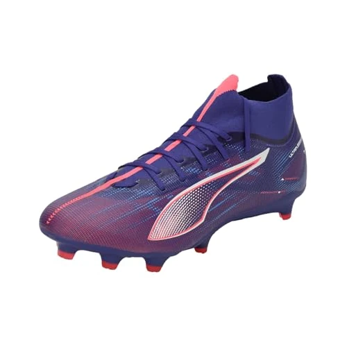 PUMA Unisex Adults Ultra 5 Match+ FG/AG Soccer Shoe, Lapis Lazuli-PUMA White-Sunset Glow, 12 UK