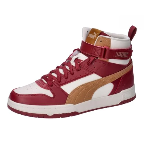 PUMA Unisex RBD Game Sneaker, Alpine Snow-Caramel Latte-Intense Red, 38.5 EU