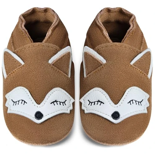 Offerta a tempo: Scarpine Primi Passi Bambino Bambina Scarpine in Pelle Prima Scamosciata Scarpe Primi Passi Bimbo(Volpe Castagno, 12-18 Mesi) - 45% da 21.99 € a 12.09 €