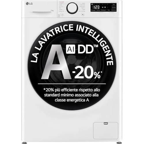 Offerta a tempo: LG AI DD F4R3013NSWB Lavatrice a Carica Frontale 13kg Serie R3, Classe A-20%, 1400 giri, AIWash, Lavaggio a vapore, Motore Direct Drive, Cestello a bolle, Smart Diagnosis, Libera installazione, Bianca - 22% da 599.00 € a 470.00 €