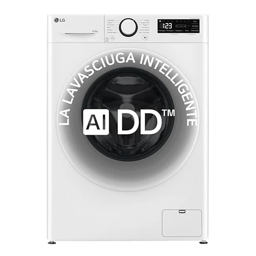 LG AI DD D2R3S08AIDD Waschtrockner Slim 8/4 kg Serie R3 Klasse D, Waschmaschine und Trockner zusammen, 1200 Umdrehungen, Eco Hybrid, Allergy Care, Direct Drive, Inverter Motor Direct Drive, Weiß