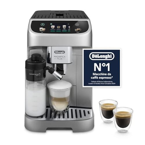 De'Longhi Magnifica Plus ECAM322.70.SB Automatic Coffee Machine with LatteCrema Milk System for Automatic Cappuccino, Full Touch Colour Display, Extra Shot Function, x2 Function, 1450 W,
