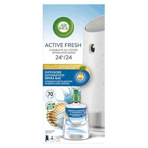 Limitiertes Angebot: Air Wick Active Fresh Lufterfrischer, Packung mit 1 automatischen Diffusor ohne Gas, 1 Nachfüllpackung mit Meeresbrise und Magnolie 228 ml, 2 AA-Batterien, neutralisiert Gerüche 24/7 von 19.28 EUR auf 19.28 EUR (Spare 0%)