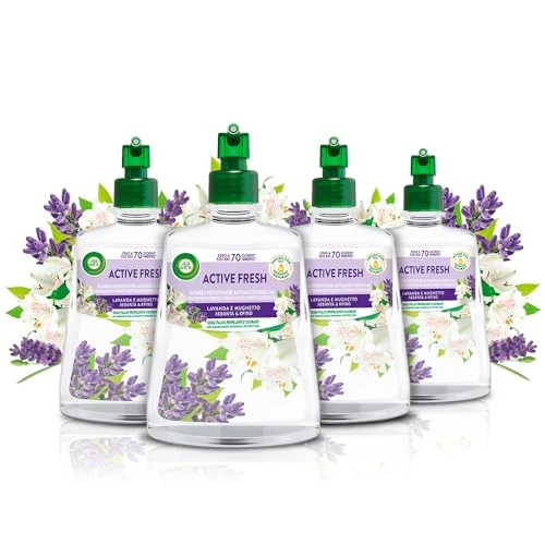 AirWick Active Fresh Air Freshener, 4 Refills for Automatic Gas Free Diffuser Spray Lavender and Lily of the Valley Fragrance 230 ml, Air Freshener Neutralises Odors 24/7