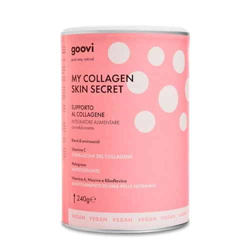 Goovi, My Collagen Skin Secret, Integratore Alimentare Utile per Supportare la Formazione del Collagene e il Mantenimento di una Pelle Normale, 240g