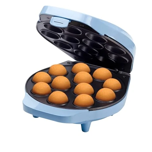 Bestron Waffle maker for cake pop's in retro design, cake pop maker incl, cake pop butler, fork & 12 cake pop sticks, with non-stick coating, 700 W, colour: Blue