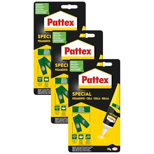 Offerta a tempo: Pattex Special Tessuti Adesivo, Colla per tessuti lavabile e stirabile ad asciugatura rapida, Colla tessuti ideale per cotone, jeans, lino, feltro e sintetici, 1 confezione da 60g - 39% da 20.97 € a 12.72 €