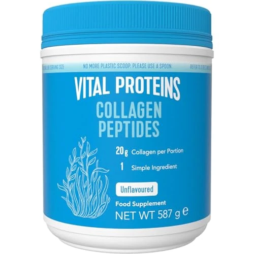 Vital Proteins Collagen Peptides complément alimentaire(Type I, III), Collagène hydrolysé Non Aromatisé, Cheveux, Ongles, Peau, Sans Gluten, Sans colorant ni Conservateur 20g par portion, 587g