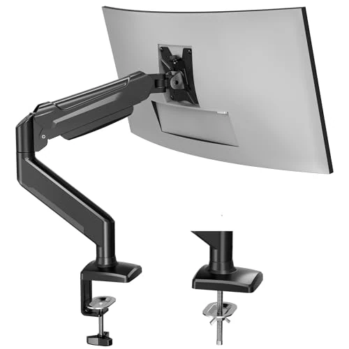 BONTEC Single Arm Monitor Desk Mount for 13-32 inch Screen, Tilt, Swivel, Rotation, Ergonomic Gas Spring Monitor Stand with Cable Management, VESA 75/100mm