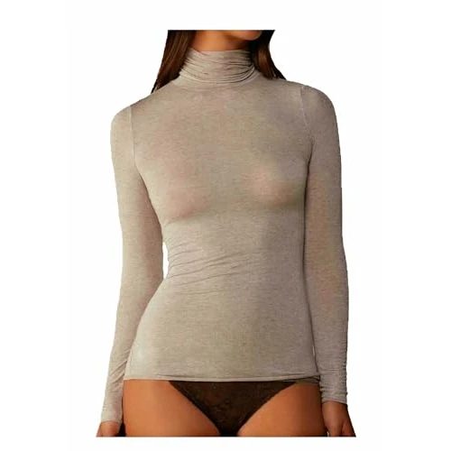 JADEA Damen-Pullover 4066 Rollkragenpullover, langärmelig, aus Modal und Kaschmir, Naturfarben, L