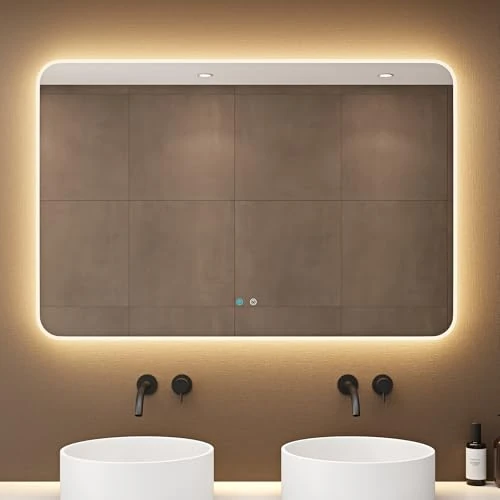 Offerta a tempo: doporro Specchio Bagno LED 120x80 cm Rettangolare Retroilluminato con Interruttore Tattile Dimmerabile 3 Colori Antifog in Vetro Temperato HD, Installazione Orizzontale o Verticale - 0.00% da 289.99 € a 289.99 €