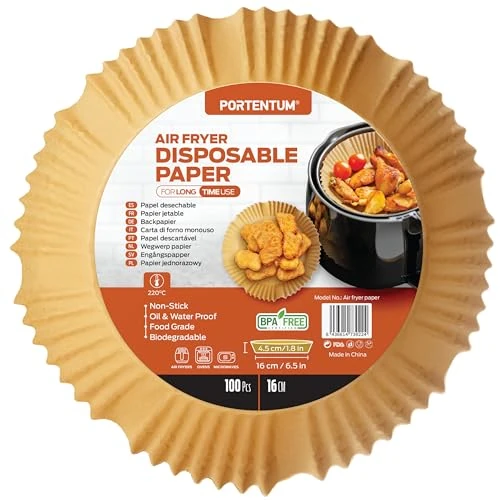 Oferta limitada: PORTENTUM Papel freidora aire 100 unidades de 16-20 cm Redondo. Papel Air Fryer Grado alimenticio BPA free, FDA y LFGB de 6.95 EUR a 6.95 EUR (ahorro 0%)