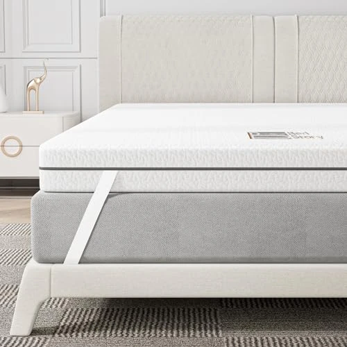 BedStory 6 cm Double Topper 160 x 200 cm, Memory Foam Topper with Bamboo Charcoal Infused, Mattress Protector with Removable and Washable Cover, Mattress Corrector