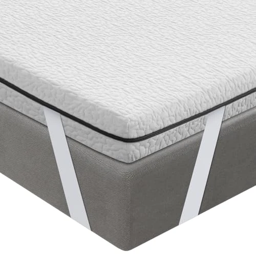 BedStory Matratzenauflage für Doppelbett, 160 x 200 cm, Memory-Schaum mit Bambuskohle, abnehmbarer und waschbarer Bezug, ergonomisch, kühlend