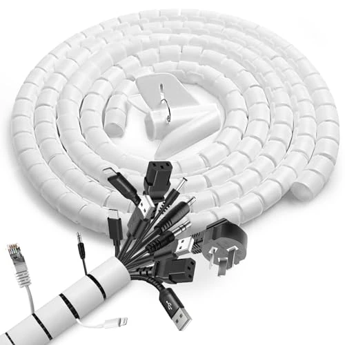 Oferta limitada: Romon 2 Piezas Cubre Cables Espiral, 22mm*1.5 M Funda Cables, con 1 Clip Guía, Tubo Flexible en Espiral para TV PC de 8.99 € a 8.99 € (ahorro 0.00%)