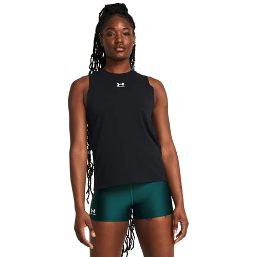 Limited-time offer: Under Armour Womens Rival Muscle Tank, (001) Black / / White, X-Small from $30.00 to $18.08 (save 40%)