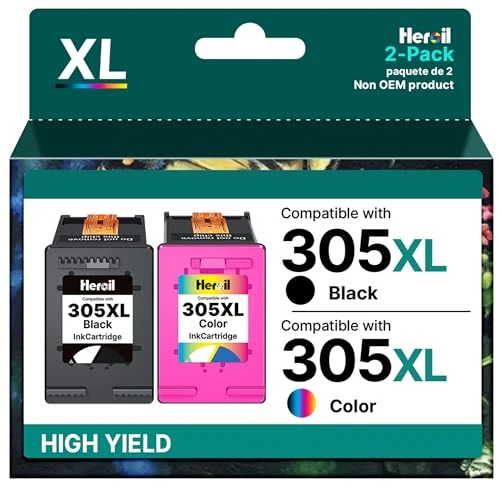 Offre limitee: Heroil 305 Noir et Couleur 305XL Cartouches d'encre Remplacement pour HP 305 XL Noir et Couleur pour HP DeskJet 2720E 2720 2700 DeskJet Plus 4100 4120 4130 Envy 6010 6020 6030 Envy Pro 6420 6430 (2 de 50.00 EUR a 50.00 EUR (economie 0%)