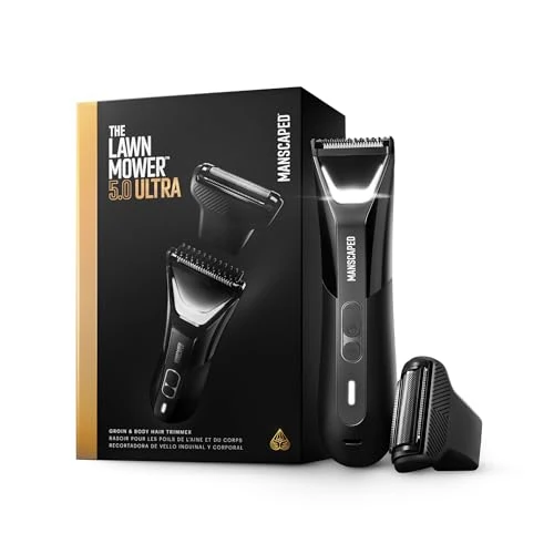 Oferta limitada: MANSCAPED® Recortadora cuerpo y ingles The Lawn Mower® 5.0 ULTRA, Doble cabezal SkinSafe® para recortado y afeitado, Resistente al agua, recargable por USB-C, con funda, Afeitadora íntima para él de 119.99 EUR a 119.99 EUR (ahorro 0%)