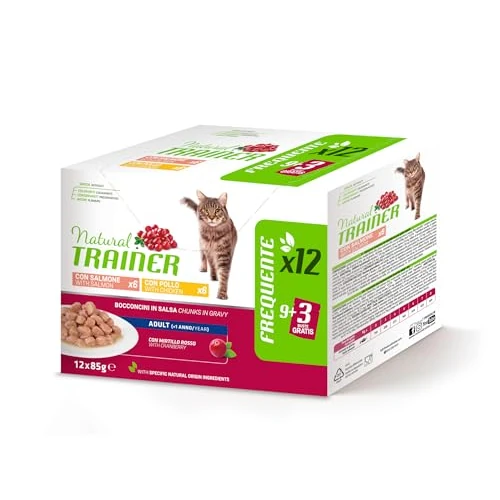 Offerta a tempo: Trainer Natural Cibo Umido per Gatti Adulti - Multipack Pollo & Salmone - 12 x 85 g - 23% da 10.99 € a 8.45 €