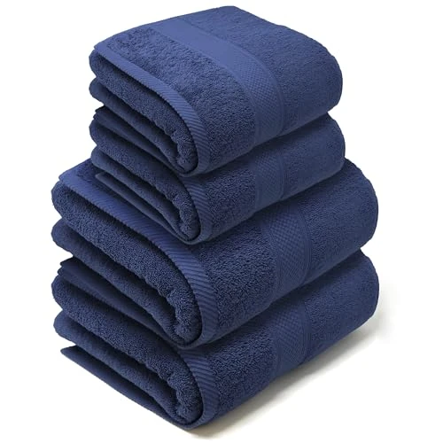Offre limitee: LEBENGOOD – Lot de 4 Serviette de Bain 100% Coton Oeko-TEX® : 2 de Douche(70X140) + 2 de Toilette(50X90) - Drap de Bain Doux et Absorbant - Serviettes Grande Taille durables de 34.90 EUR a 29.49 EUR (economie 16%)