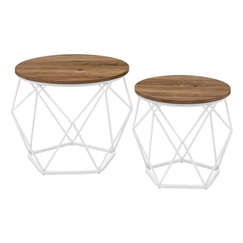 Oferta limitowana: VASAGLE Okrągły stolik kawowy, zestaw 2 sztuk, stolik do salonu, stolik pomocniczy, nowoczesny, zdejmowany blat, do salonu, LET040K41 z 187.49 zł na 171.99 zł (oszczędź 8%)