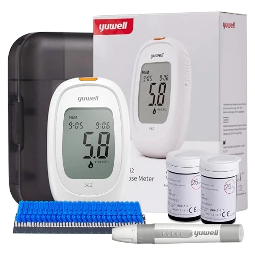 Offerta a tempo: yuwell Misuratore Glicemia con strisce reattive x 50 e lancetti x 50, il Glucometro Kit Completo ideale per l'Uso Domestico(Modello 582) - 0% da 22.99 € a 22.99 €