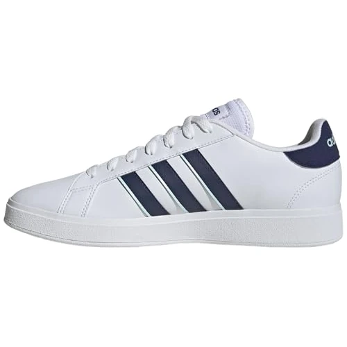adidas Heren Grand Court Base 2.0 Shoes, Cloud white/DARK BLUE/semi flash aqua, 36 2/3 EU