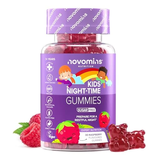 Oferta limitada: Gominolas para Dormir Niños - Alternativa a la Melatonina Gominolas - Magnesio, Vitamina B12, B6, L Teanina y Extracto de Manzanilla - Favorece el Sueño - 30 Gummies con Magnesio para Niños - Novomins de 9.99 EUR a 9.99 EUR (ahorro 0%)