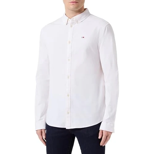 Limited-time offer: Tommy Jeans Men's TJM Slim Long Sleeve Shirt, Beige (Ancient White), XS from 55.00 GBP to 30.80 GBP (save 44%)