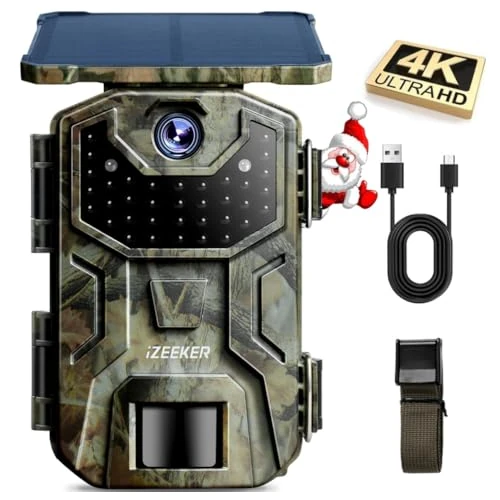 Limited-time offer: iZEEKER Solar Trail Camera 36MP 2.7K 30fps with Night Vision 5200 mAh Rechargeable Lithium Battery No Glow Infrared LEDs, Game Camera with Motion Activated IP66 Waterproof for Outdoor Monitoring from $45.59 to $45.59 (save 0.0%)