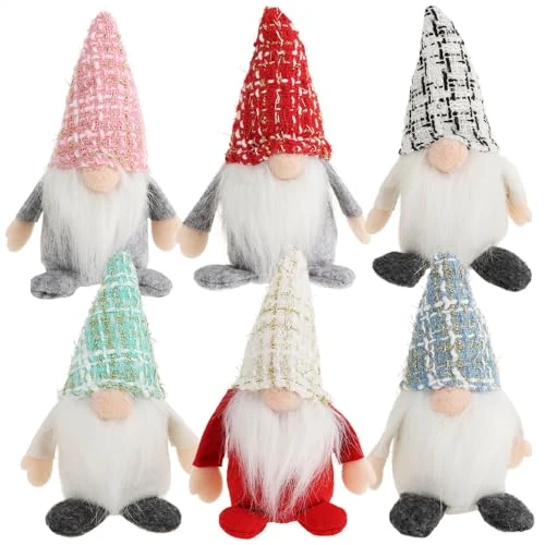 Offerta a tempo: com-four® 6x Gnomi natalizi Premium 15 cm - Decorazioni natalizie - Figura nana invernale - Oggetti decorativi - Troll decorativi scandinavi - Gnomo svedese con barba e cappello invernale - 32% da 18.99 € a 12.91 €
