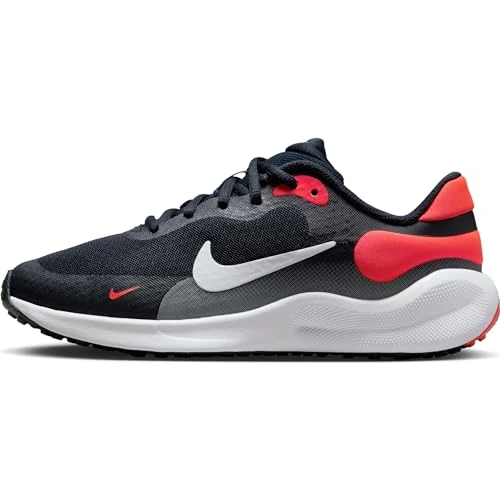 Nike Bajo Revolution 7 (GS), Dark Obsidian/White-Bright Crimson-Black, FB7689-400, 6Y