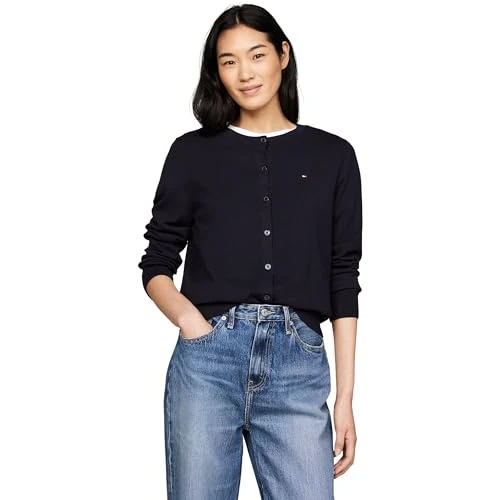 Limited-time offer: Tommy Hilfiger Women's Elegant Jersey Stitch Cardigan, Blue (Desert Sky), XXS from 49.43 £ to 49.43 £ (save 0.00%)