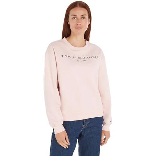 Zeitlich begrenztes Angebot: Tommy Hilfiger Damen Sweatshirt ohne Kapuze, Rosa (Delicate Pink), 3XL von 99.90 € auf 45.49 € (54% Rabatt)