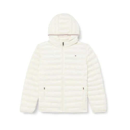 Tommy Hilfiger Women's Crv Lw Padded Global Stripe Jkt Ww0ww43378 Puffer Jacket, White (Ancient White), 50