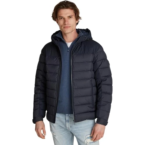 Tommy Hilfiger Gewatteerde jas met capuchon voor heren, Blauw (Desert Sky), XS