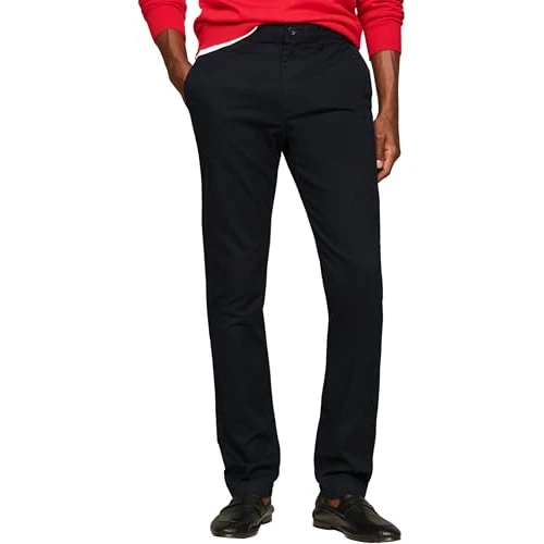 Tommy Hilfiger Uomo Pantaloni Chino Bleecker Essential Twill Slim Fit, Blu (Desert Sky), 32W/36L