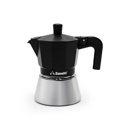 Zanetti, Star Cafetière à induction 3 tasses avec chaudière en acier inoxydable et poignées ergonomiques Compatible induction Noir